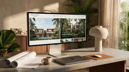 Vista de una web inmobiliaria desarrollada para Abracadabra Tulum