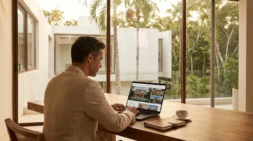 Profesional inmobiliario trabajando en una oficina